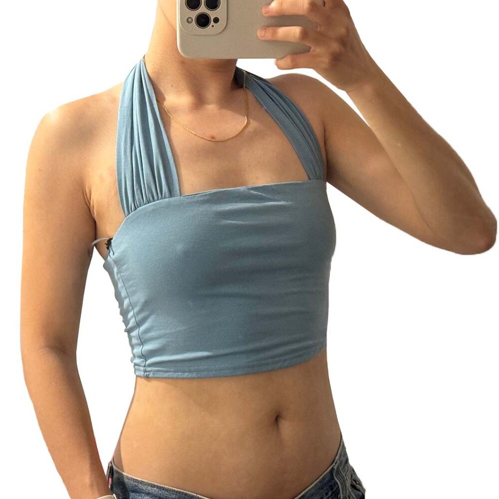 NWT Superdown Blue Halter Top Size Small